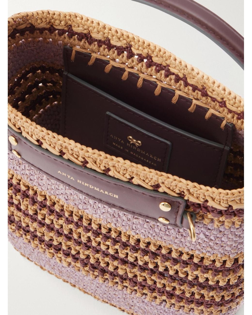 Anya Hindmarch Pink Striped Raffia Cross Body Bag