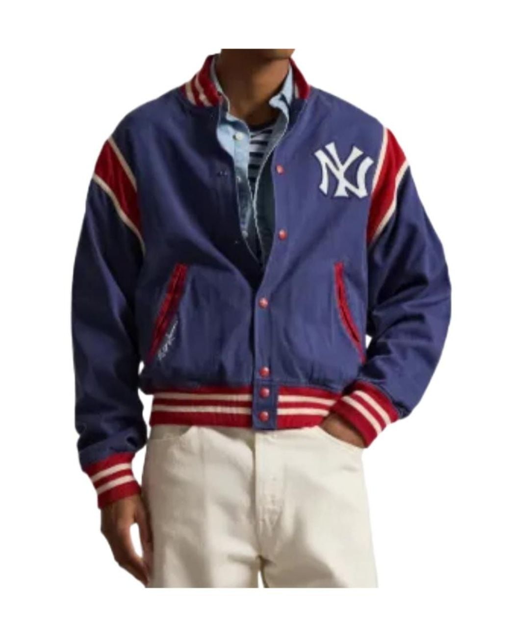 Polo Ralph Lauren Blue X Ny Yankees Snap-Button Bomber Jacket for men