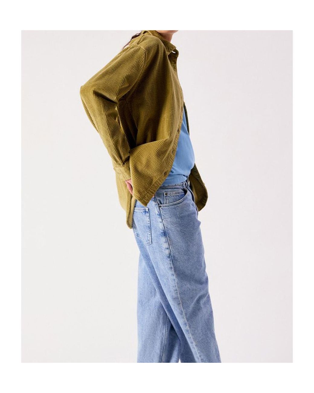 American Vintage Green Oversized Corduroy Shirt