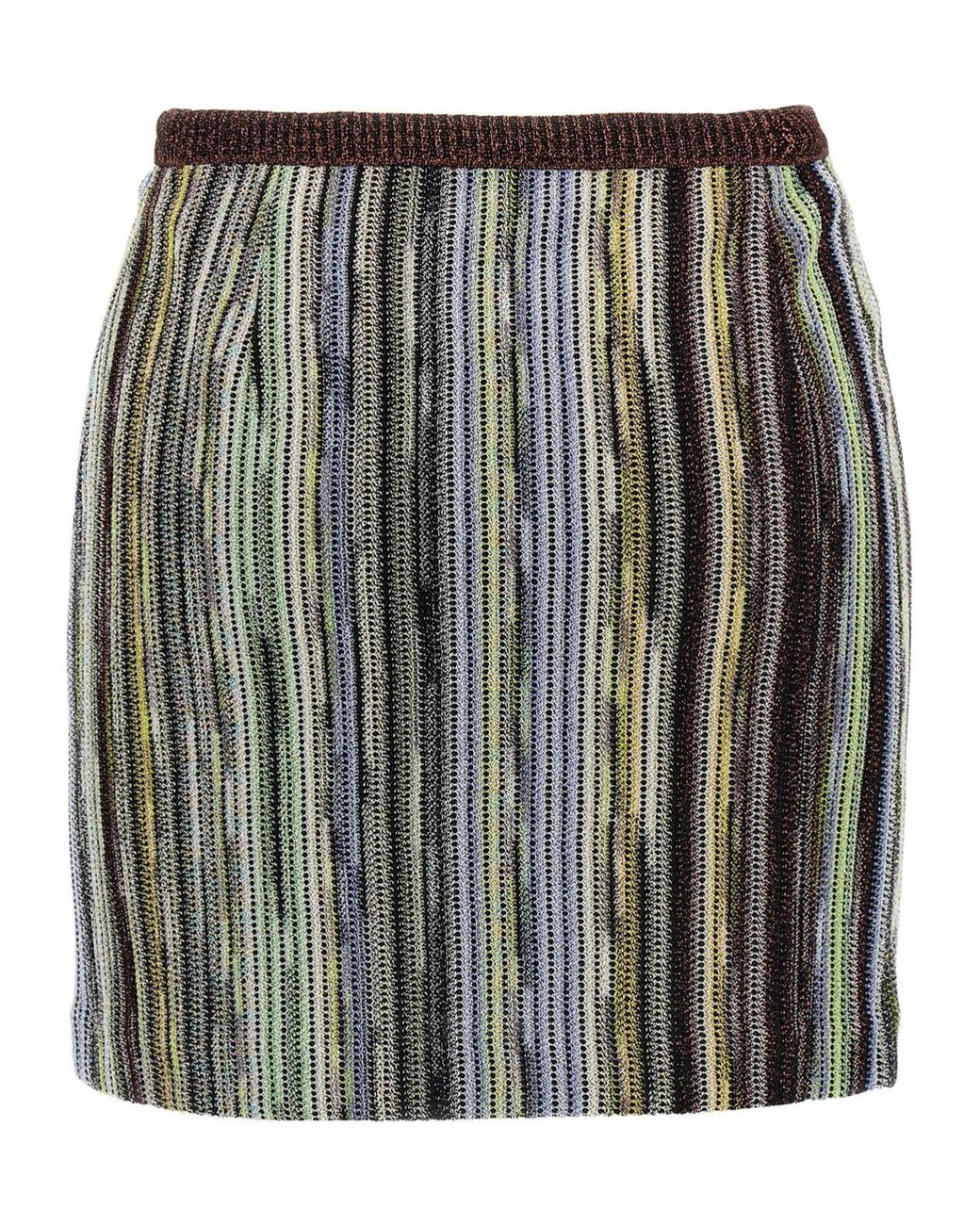 Missoni Black Striped Side Buttoned Mini Skirt