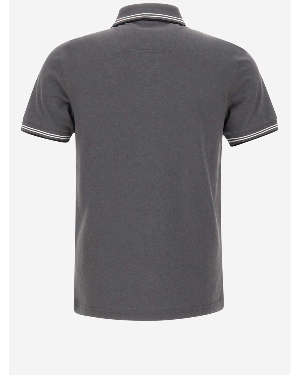 Boss Gray Logo-Embroidered Short-Sleeved Polo Shirt for men