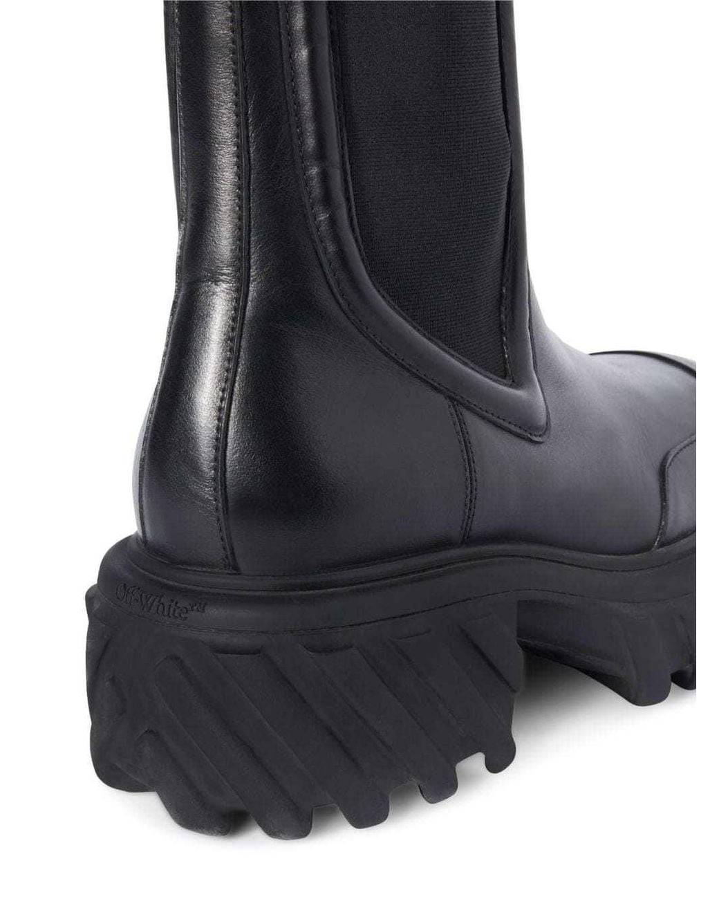 Off-White c/o Virgil Abloh Black Tractor Motor Leather Boots