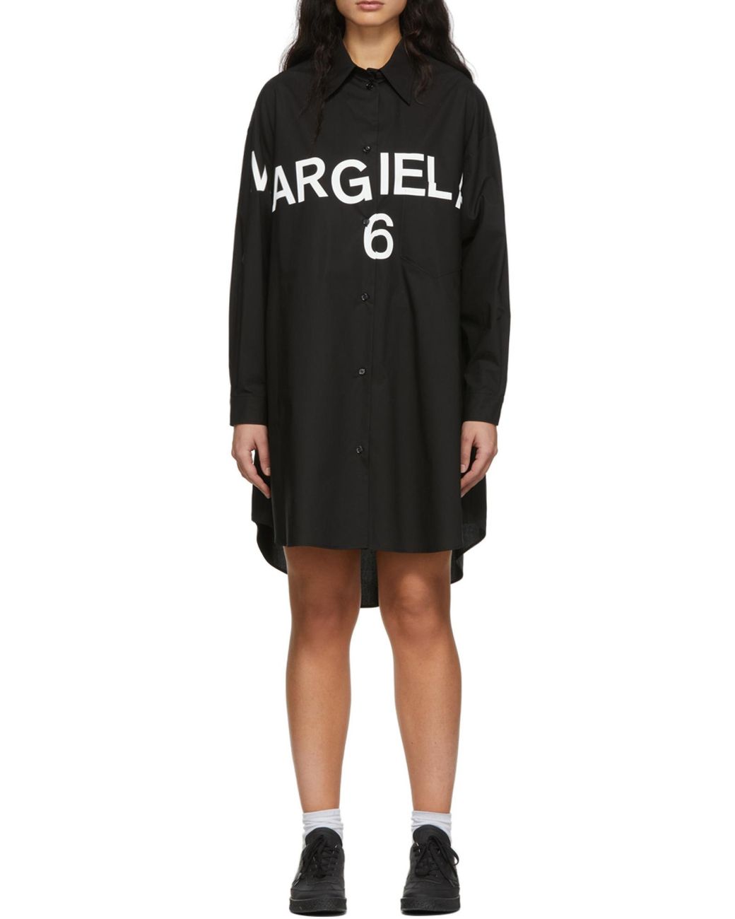 Maison Margiela Black 6 Logo Shirt Dress