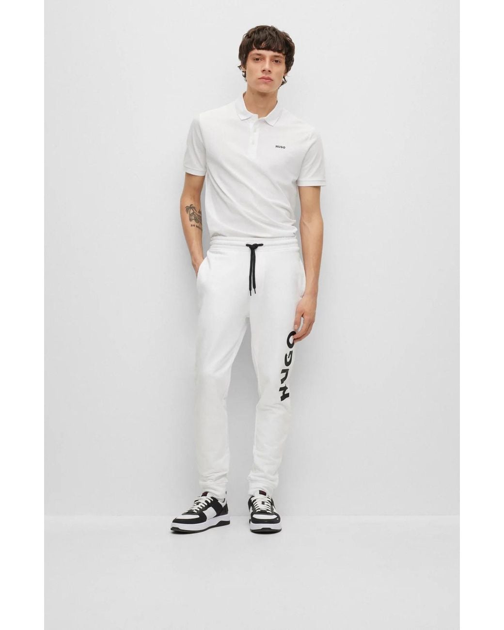 Boss White Hugo Donos Logo Polo Shirt for men