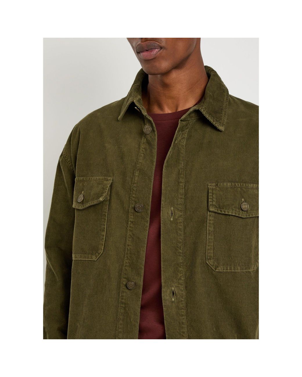 Saint Laurent Green Lapelled Corduroy Shirt Jacket for men