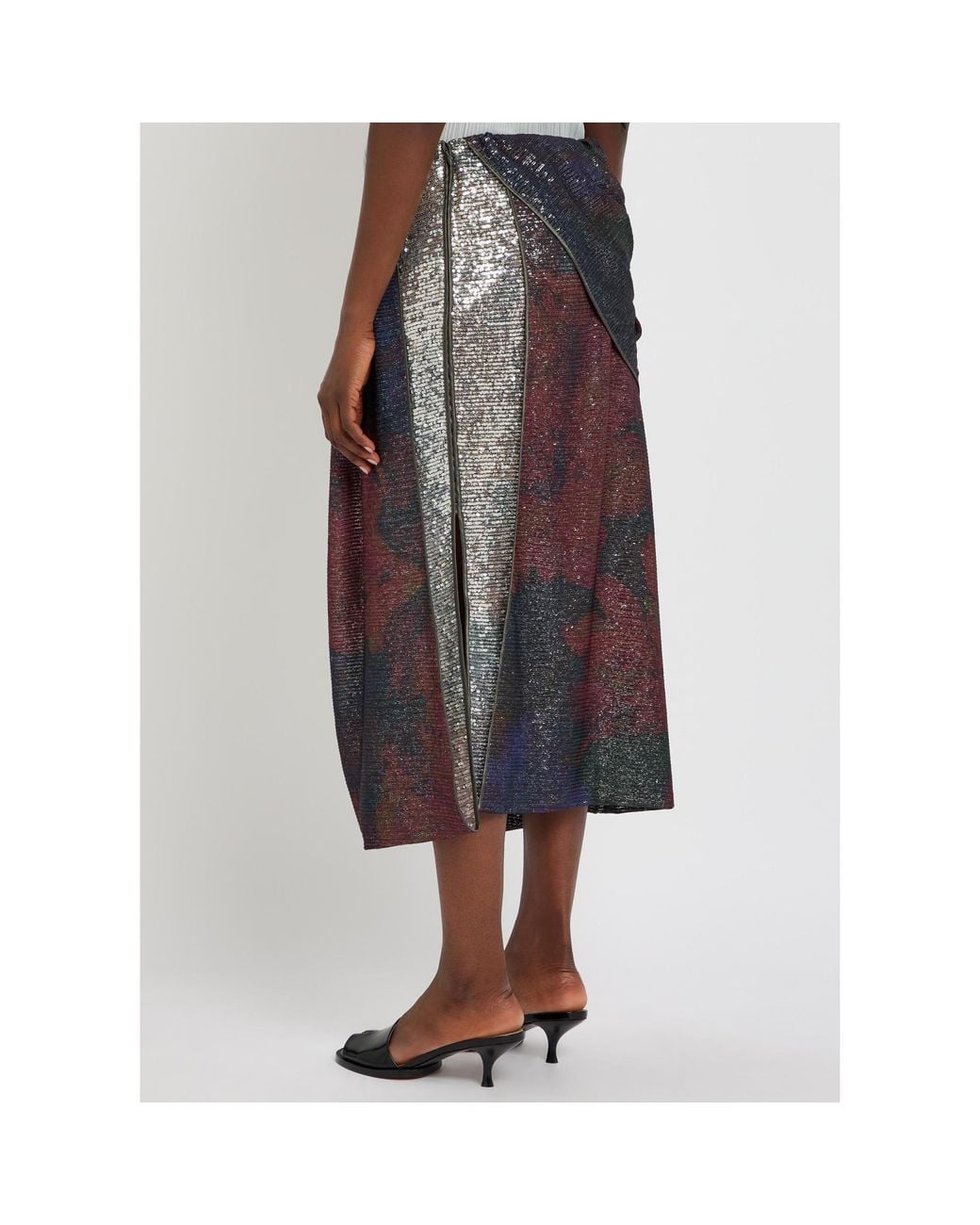 Maison Margiela Brown Sequin Printed Tulle Skirt