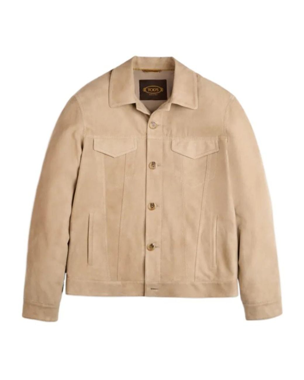 Tod's Natural Long-Sleeved Leather Jacket for men