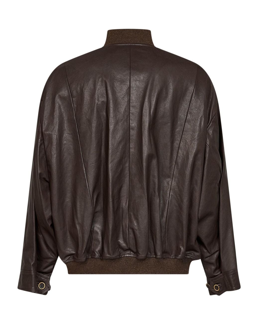 Uma Wang Gray Long-Sleeve Stand-Collar Leather Jacket for men