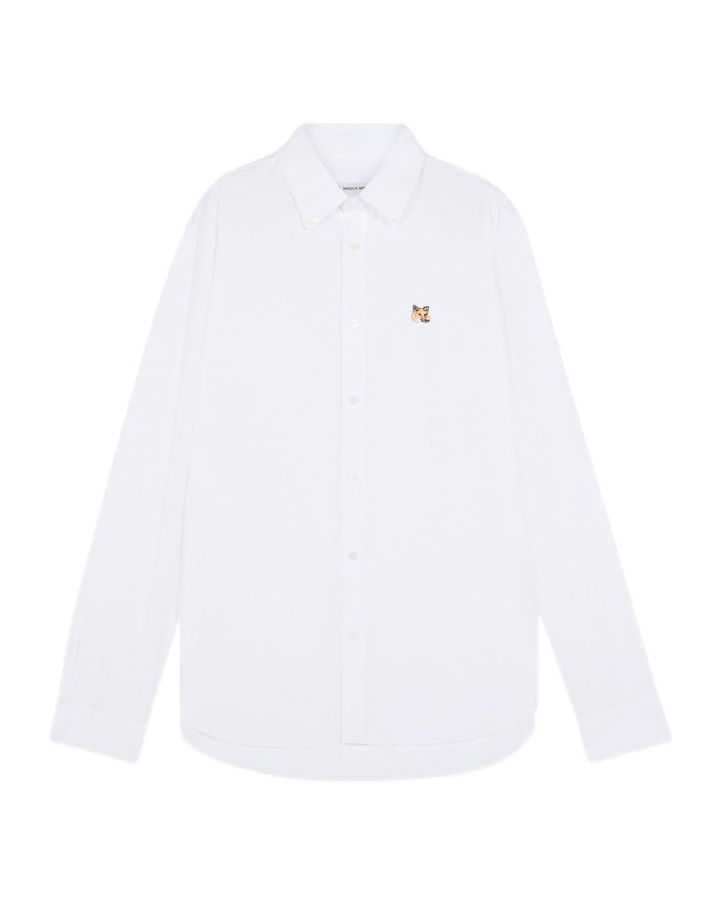 Maison Kitsuné White Maison Kitsuné Fox Head Embroidered Long-Sleeved Shirt for men