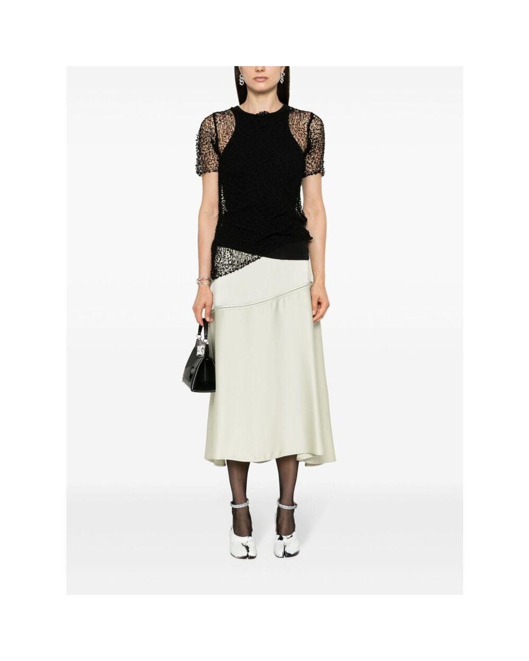 Maison Margiela Black Dot-Embroidered Semi-Sheer Top