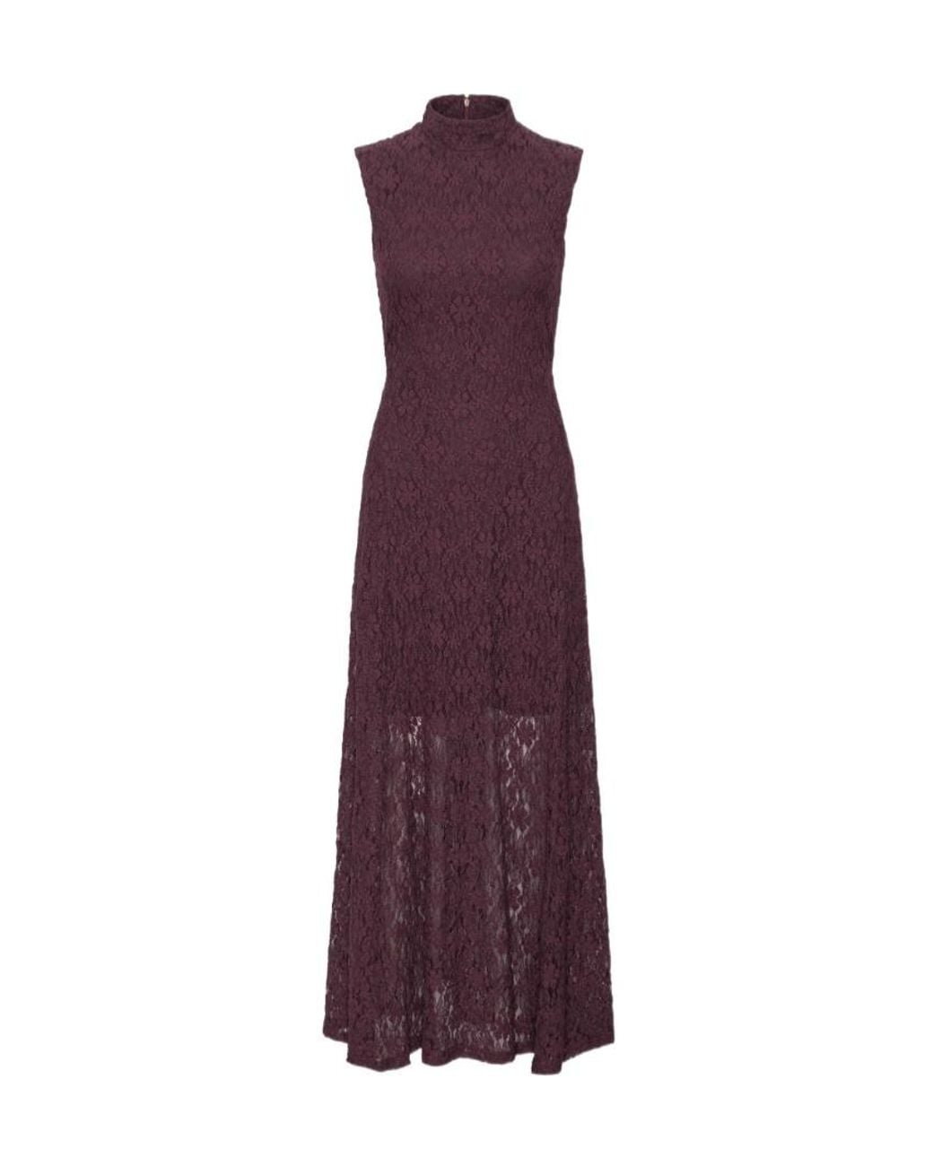 ROTATE BIRGER CHRISTENSEN Purple Lace Flared Maxi Dress