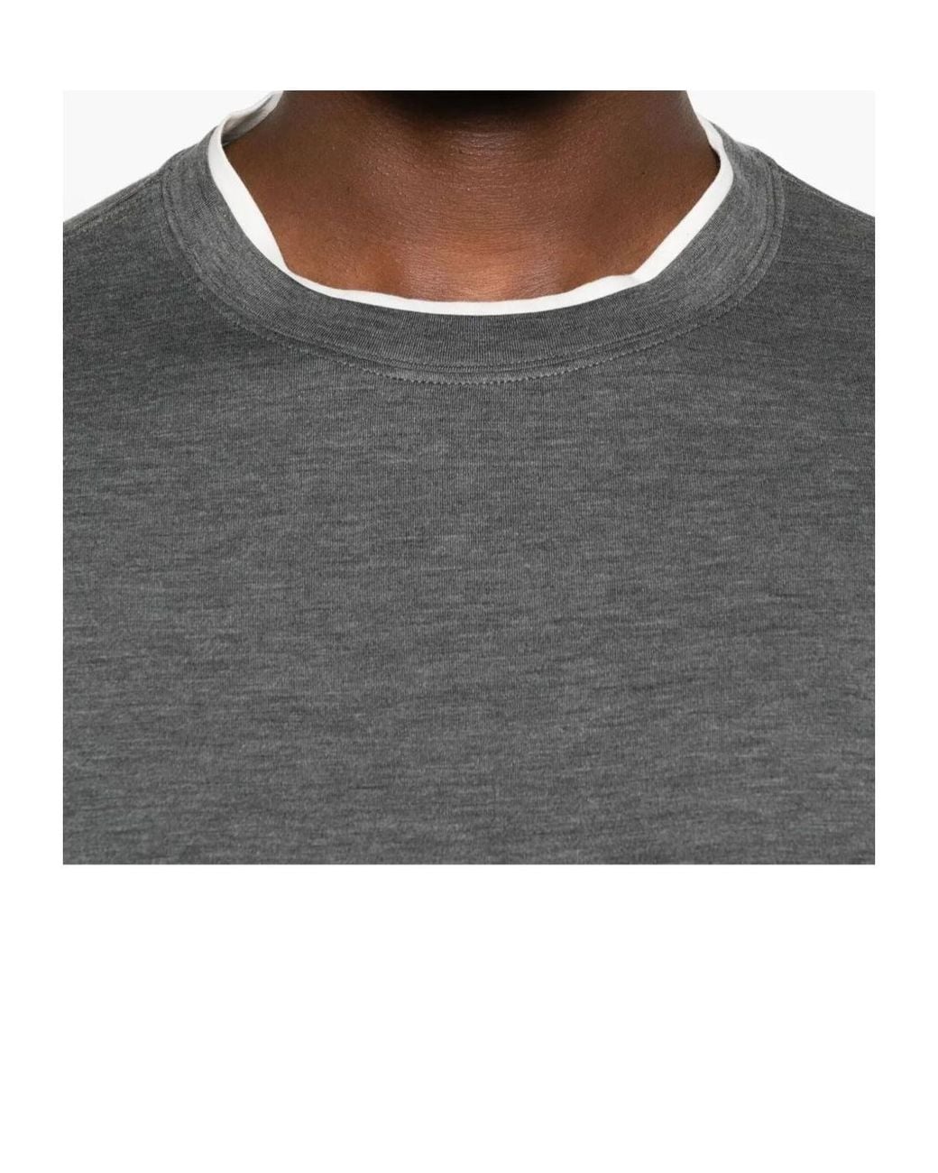 Brunello Cucinelli Gray Crewneck Straight Hem T-Shirt for men