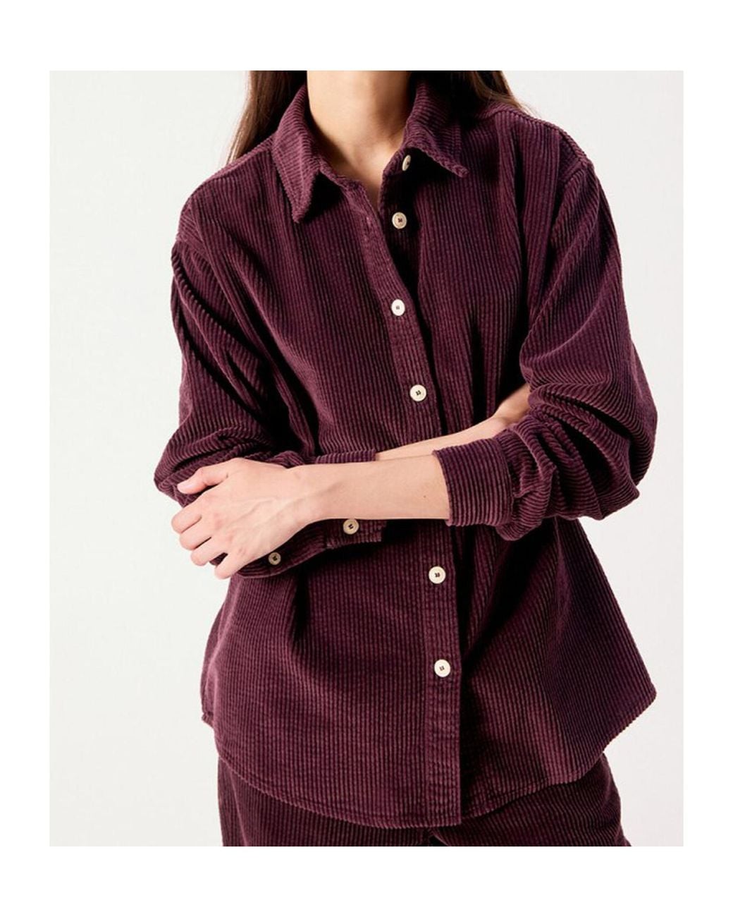 American Vintage Purple Corduroy Oversized Shirt