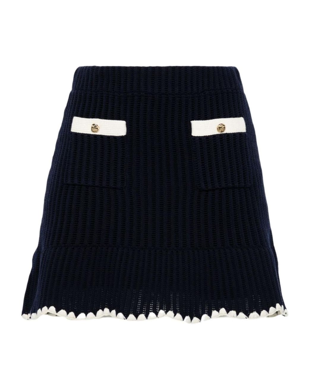 Self-Portrait Black Crochet Knitted Mini Skirt