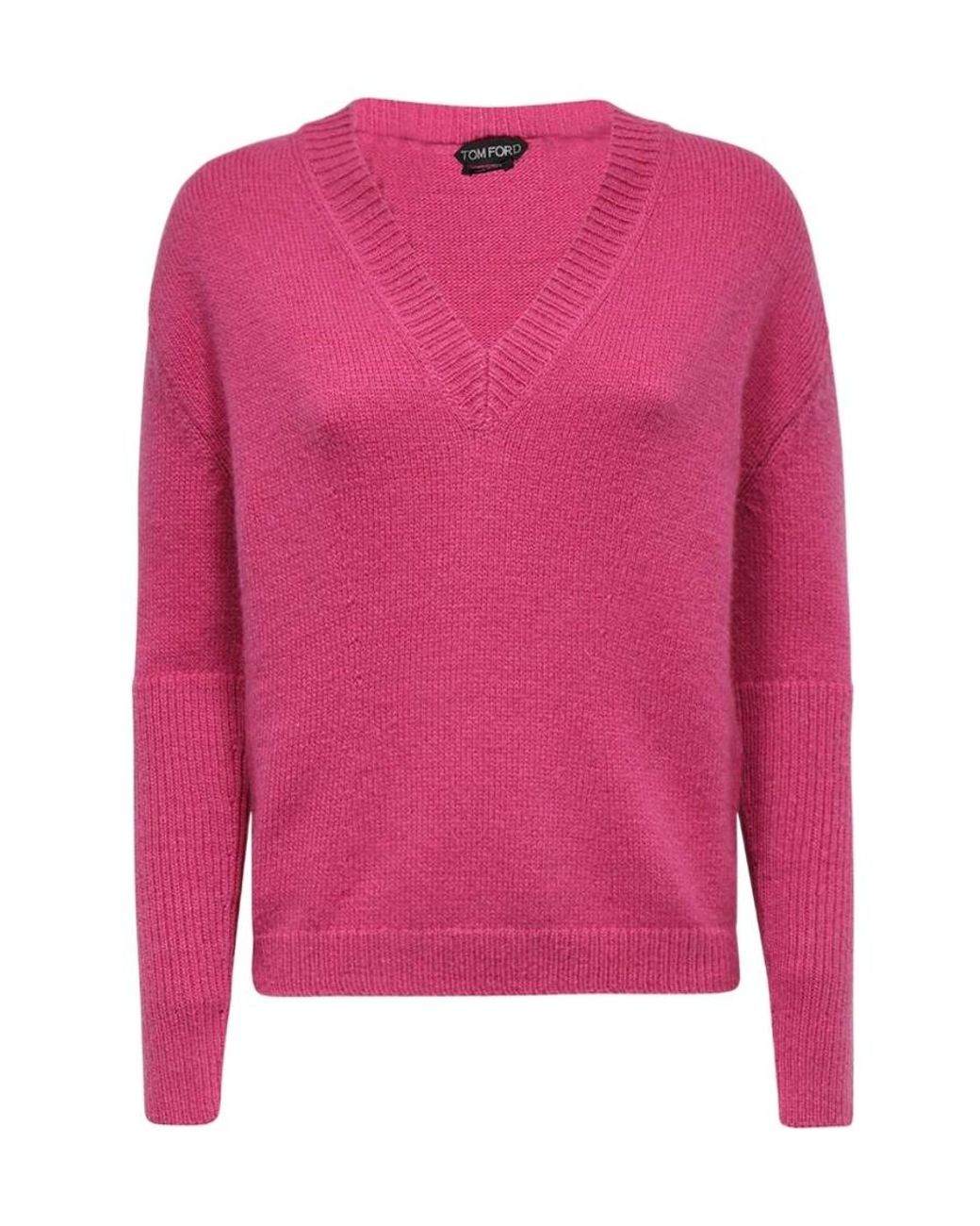 Tom Ford Pink Ribbed-Trim V-Neck Knitted Sweater