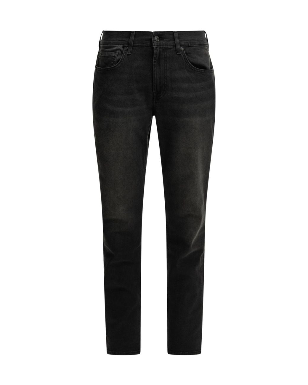 7 For All Mankind Black Slim Fit Faded Jeans for men