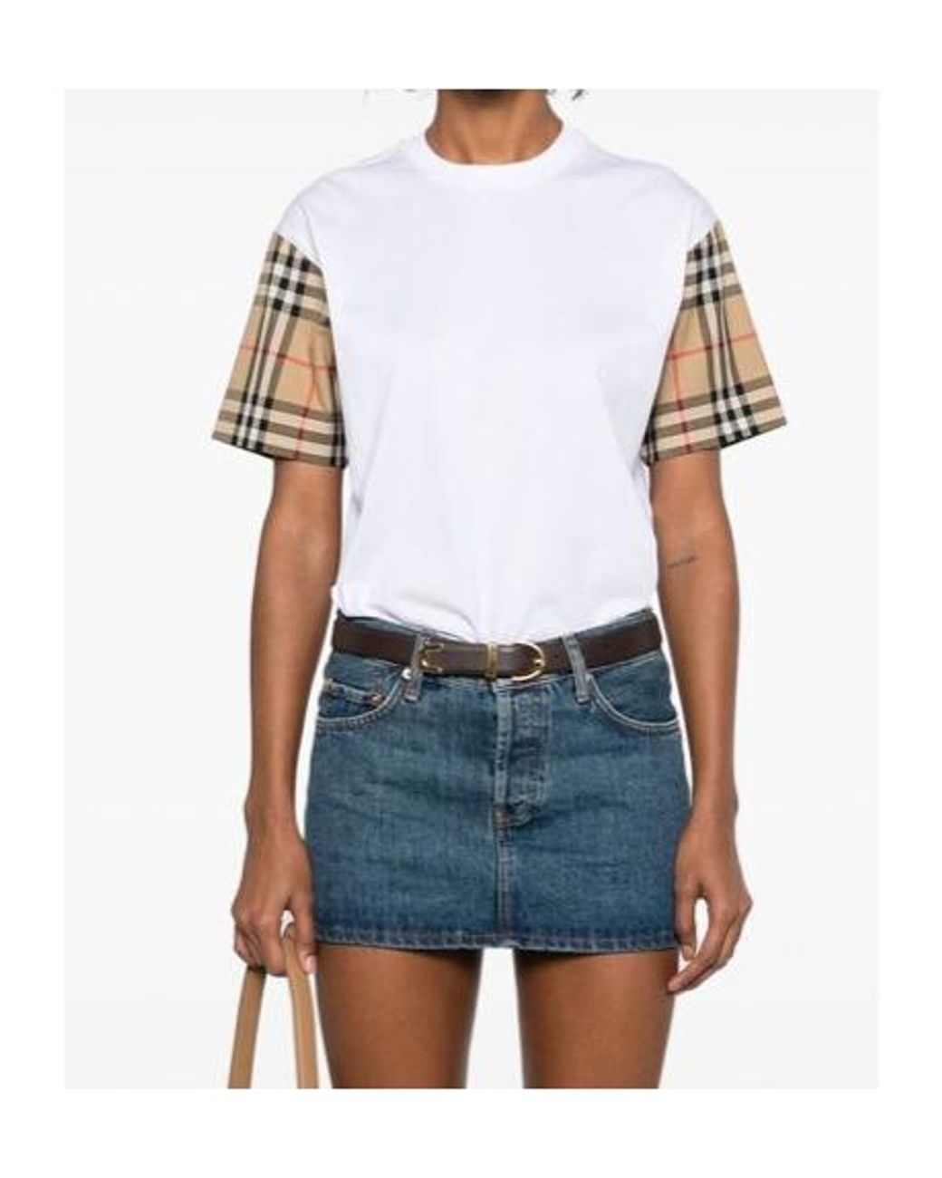 Burberry White Check Cotton T-Shirt