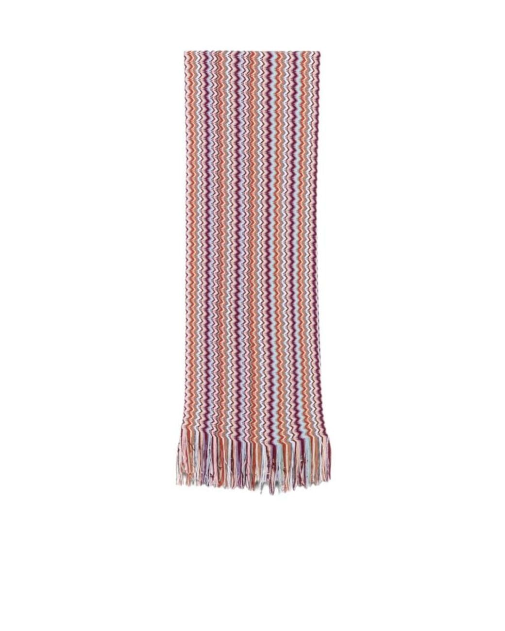 Missoni Pink Zig-Zag Pattern Fringed Scarf