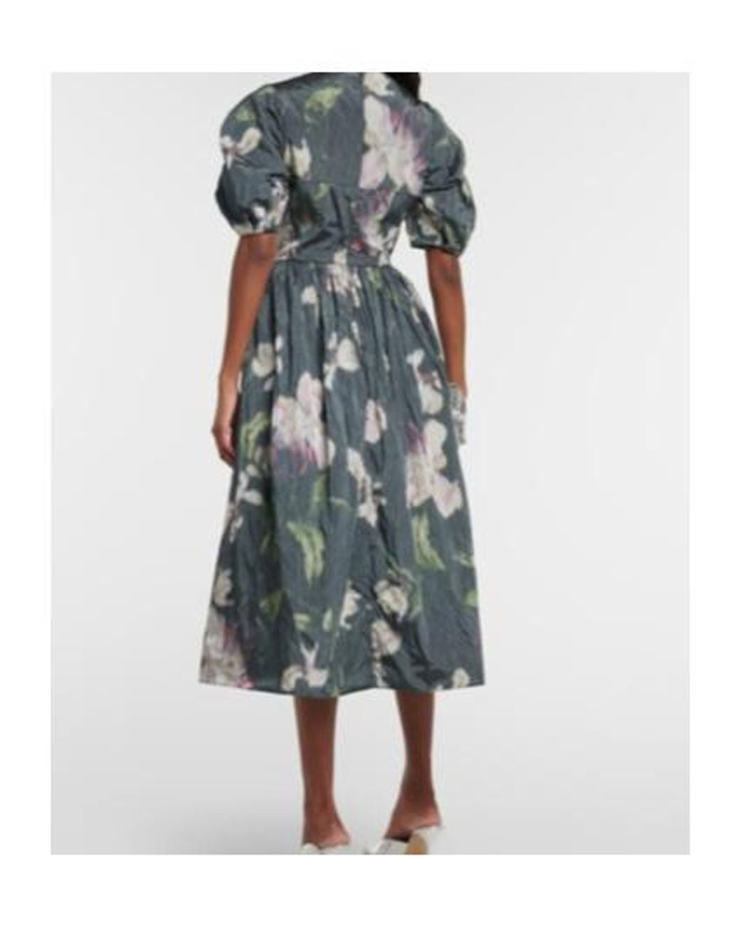 Erdem Blue Floral Taffeta Midi Dress
