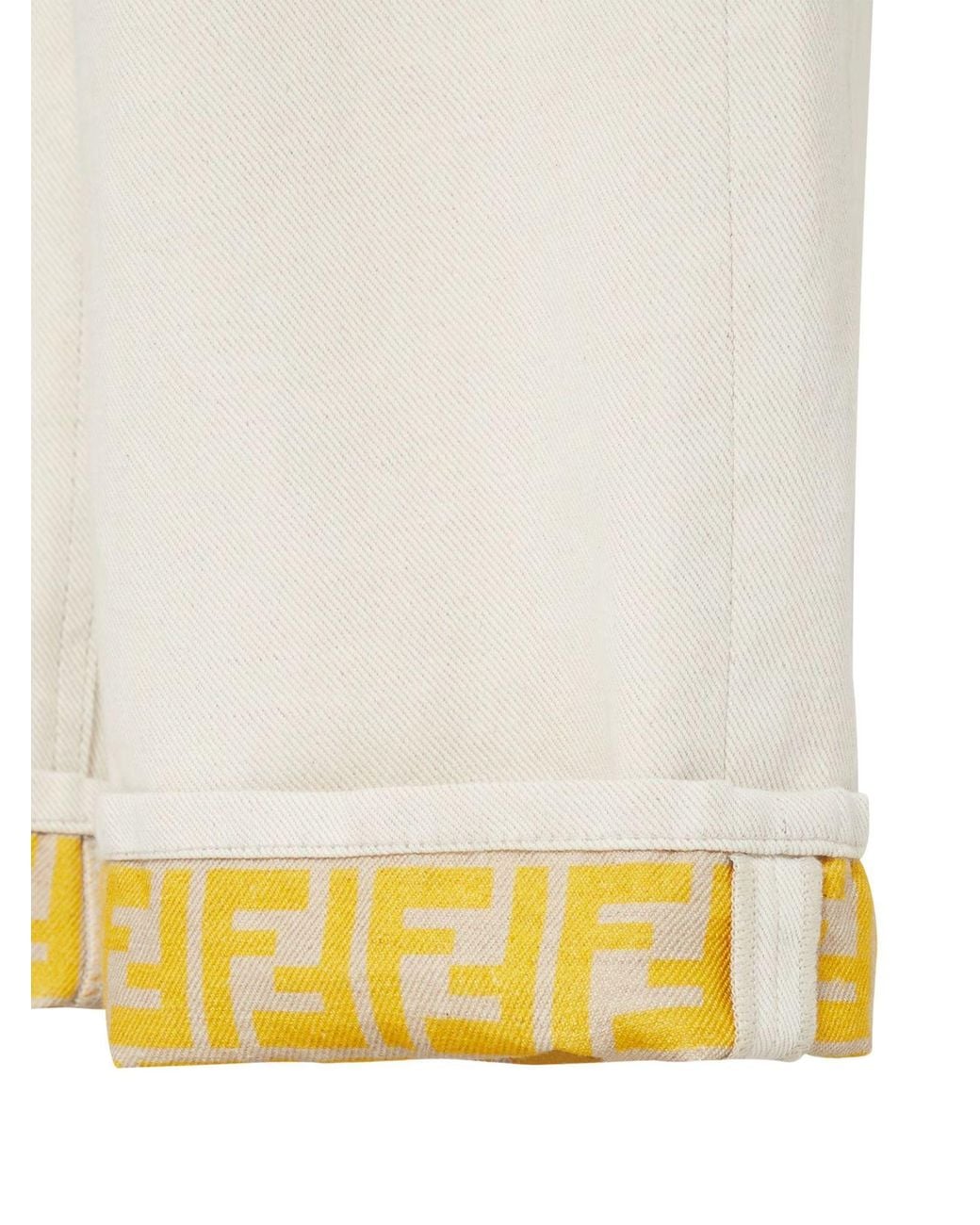 Fendi White Logo Detailed Straight-Leg Jeans