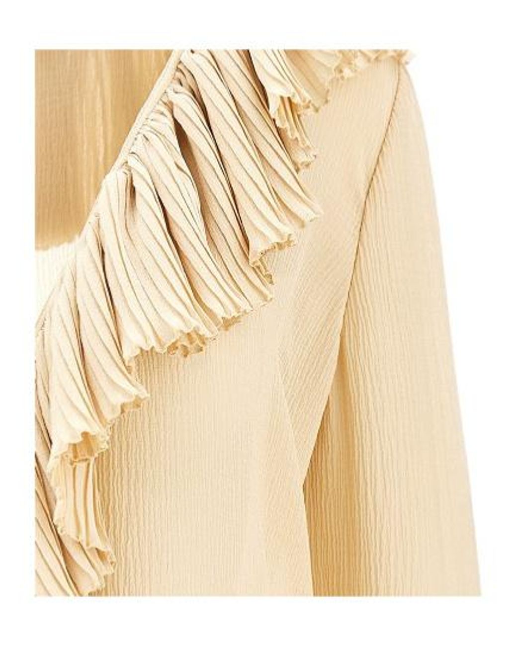 Saint Laurent Natural Ruffled V-Neck Blouse