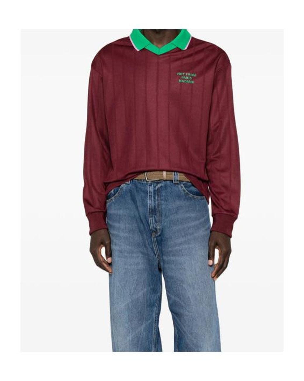 Drole de Monsieur Red Long-Sleeve Polo Shirt for men