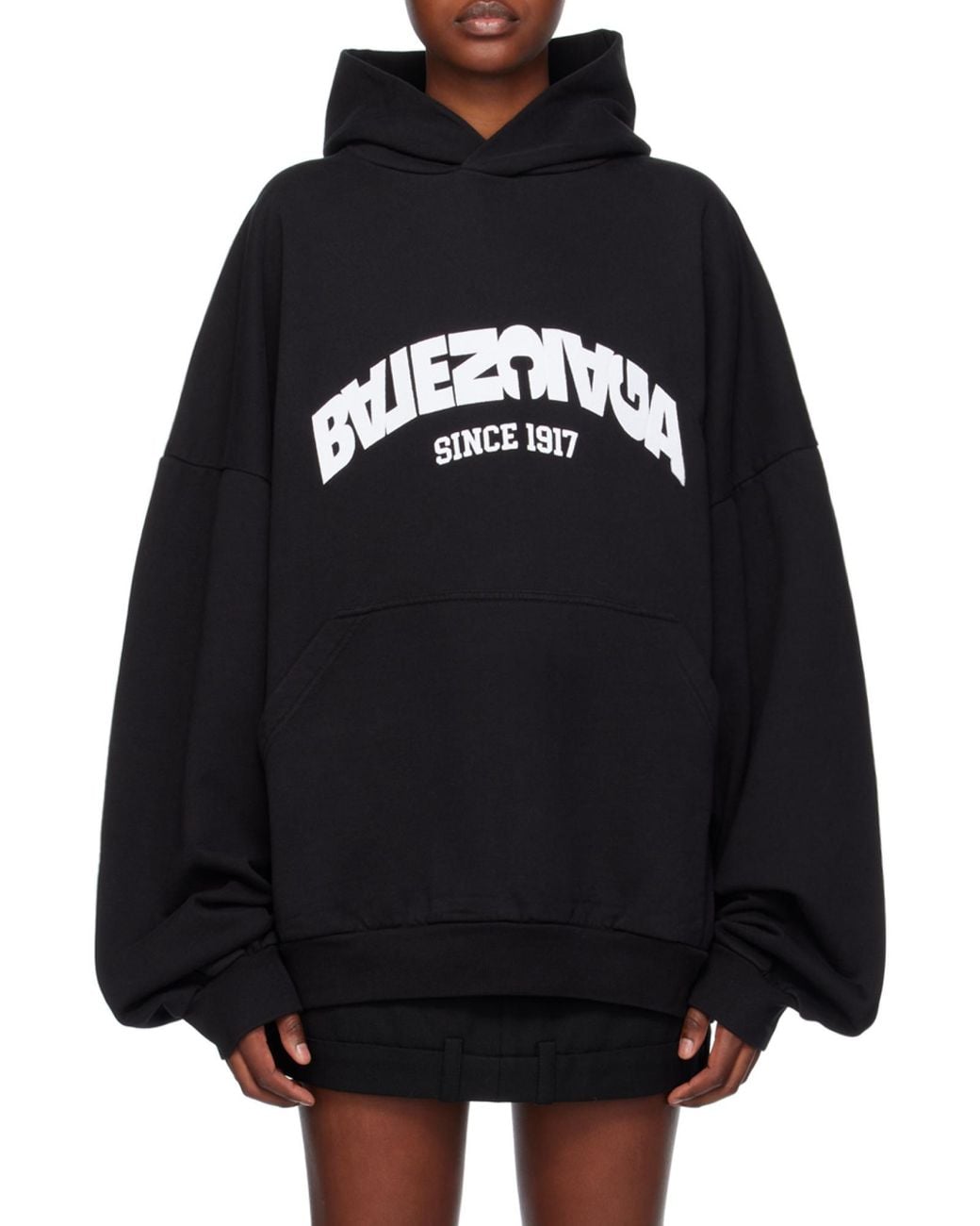 Balenciaga Blue Flip Logo Printed Hoodie for men