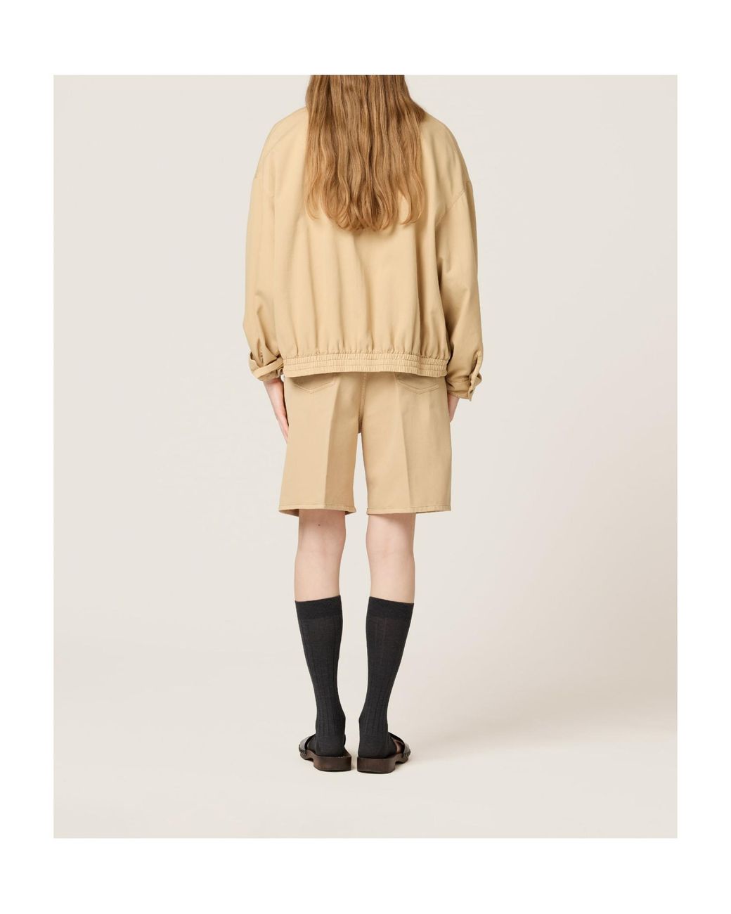 Miu Miu Natural Logo-Detailed Zipped Jacket