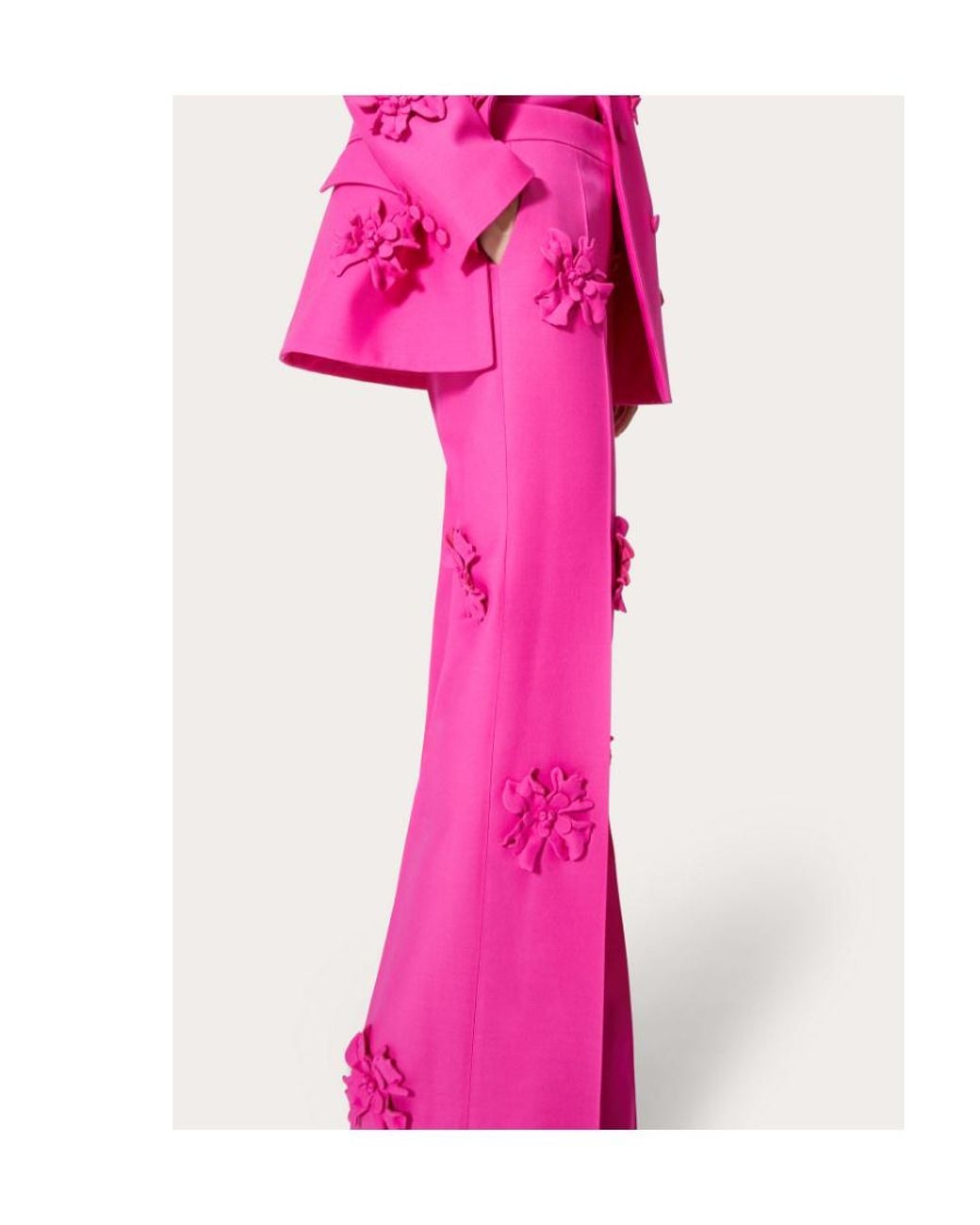 Valentino Pink Floral-Appliqué Tailored Trousers