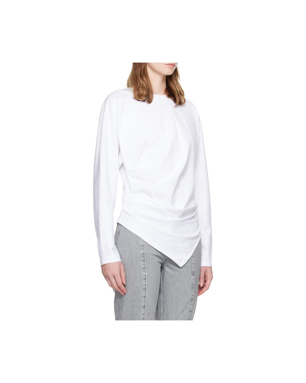 Ganni White Asymmetric Crewneck T-Shirt