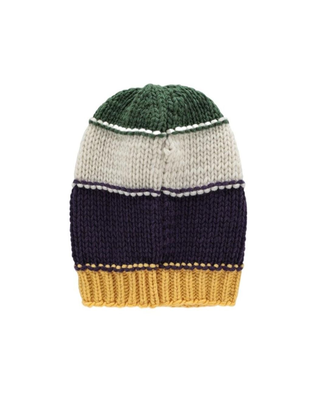 Prada Gray Striped Knit Beanie