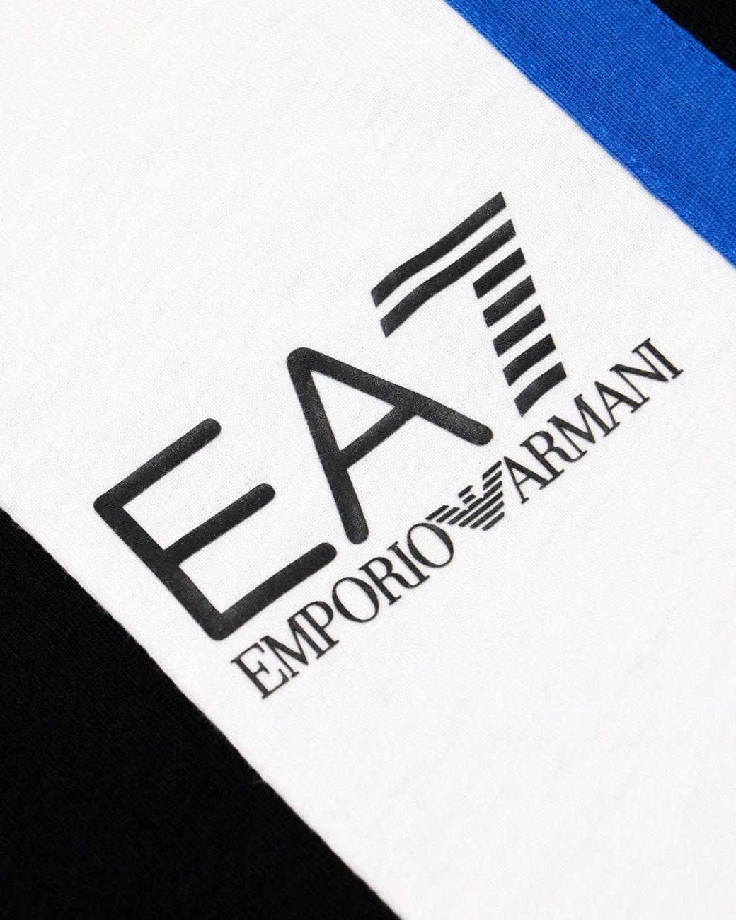 EA7 Black Logo Printed Round Collar T-Shirt for men