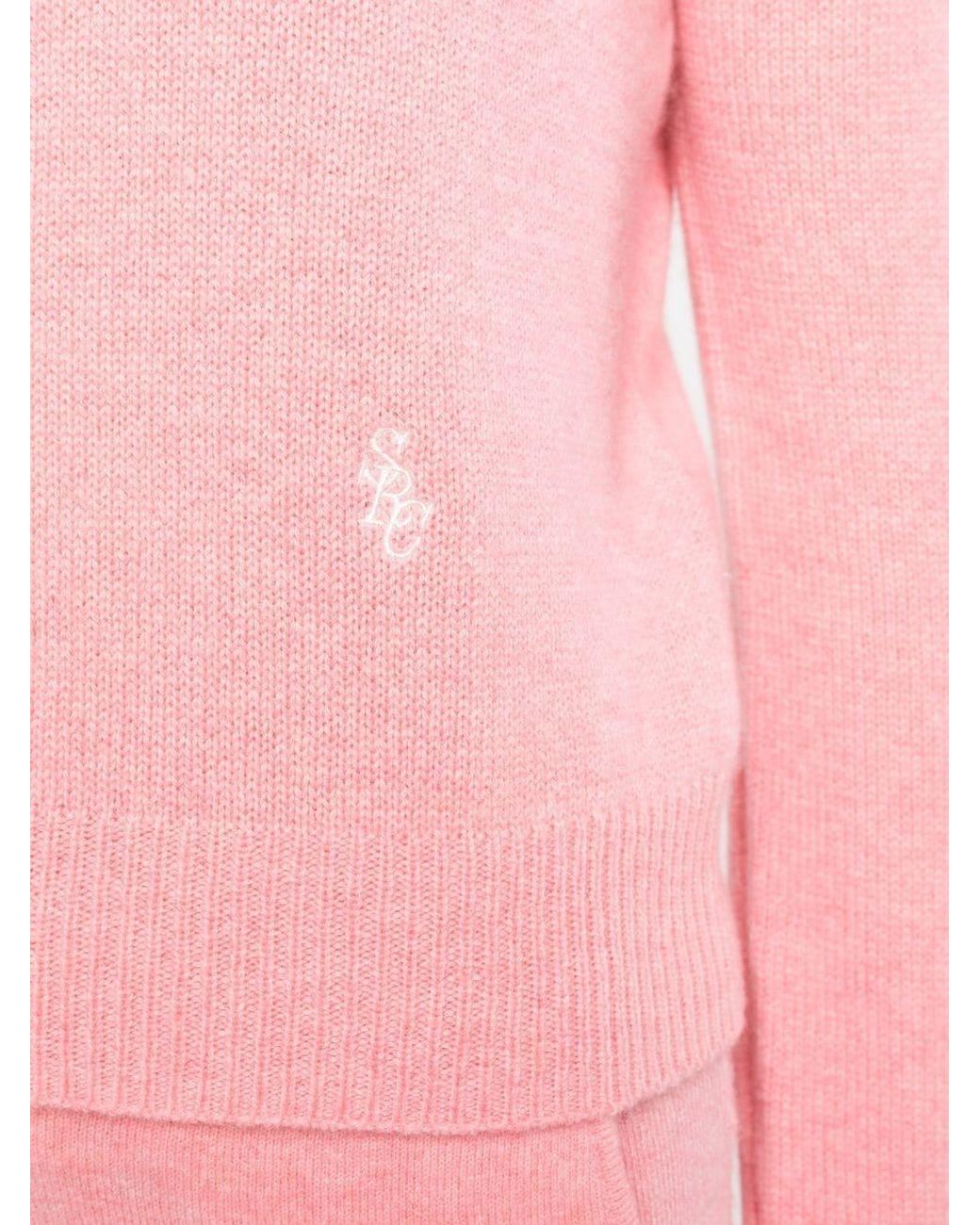 Sporty & Rich Pink Logo-Embroidered Crewneck Jumper
