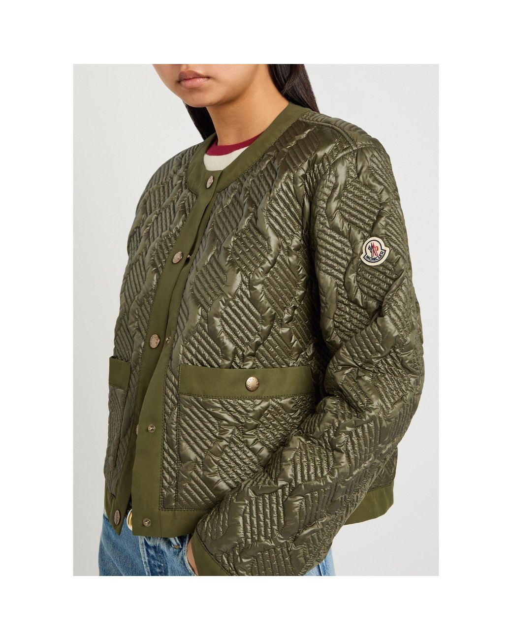 Moncler Green Geometric Down Jacket