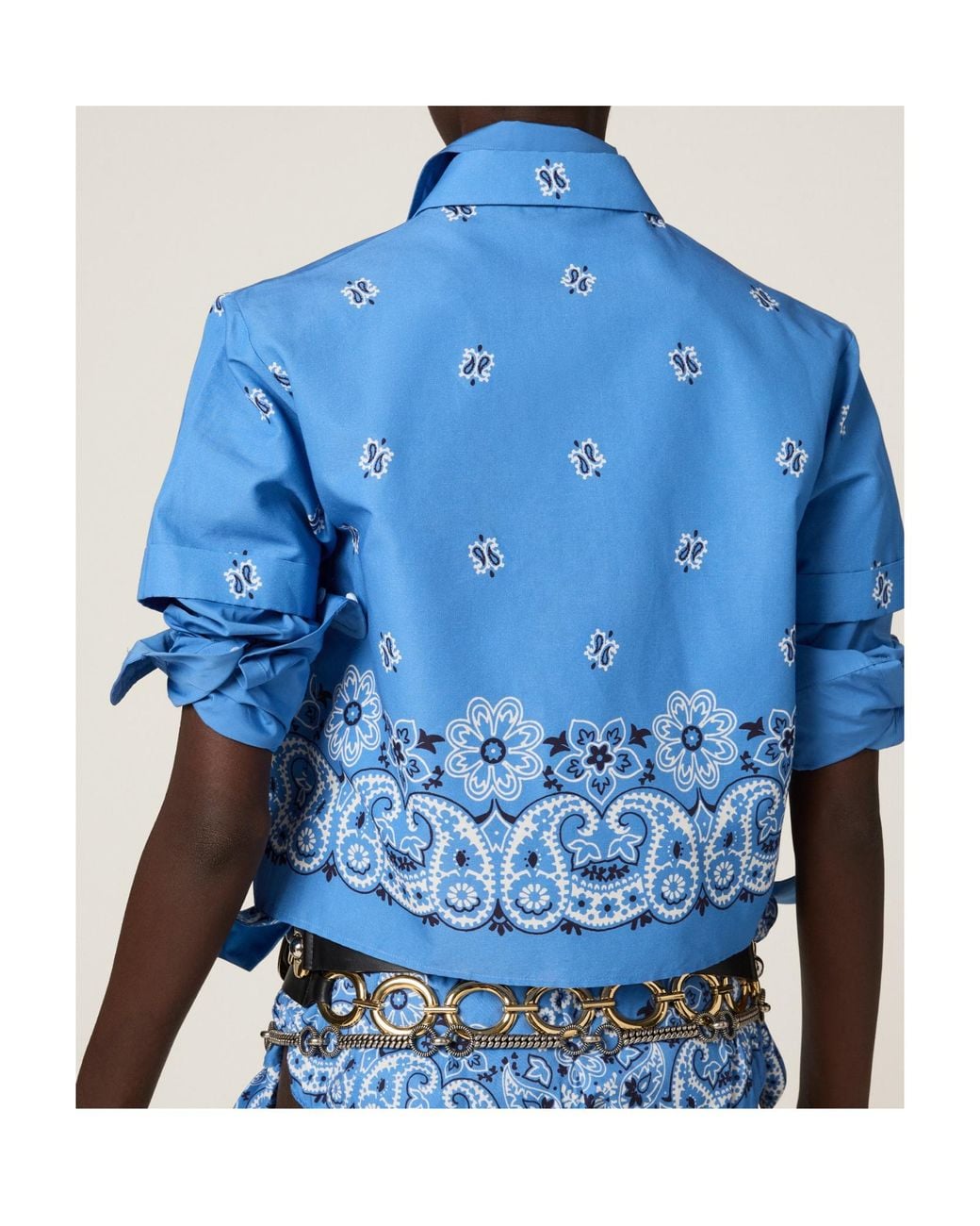 Miu Miu Blue Printed Poplin Shirt