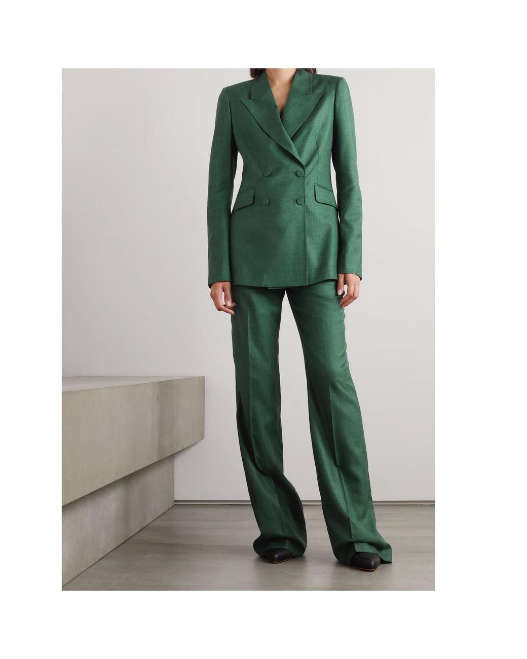 Gabriela Hearst Green Stephanie Double-Breasted Blazer