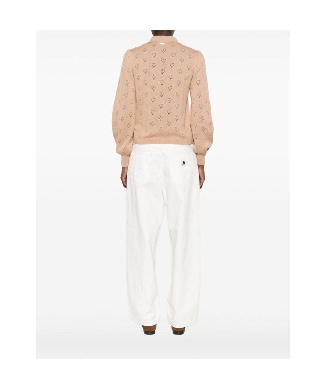 Twinset Natural Pointelle Polo Knitted Sweater