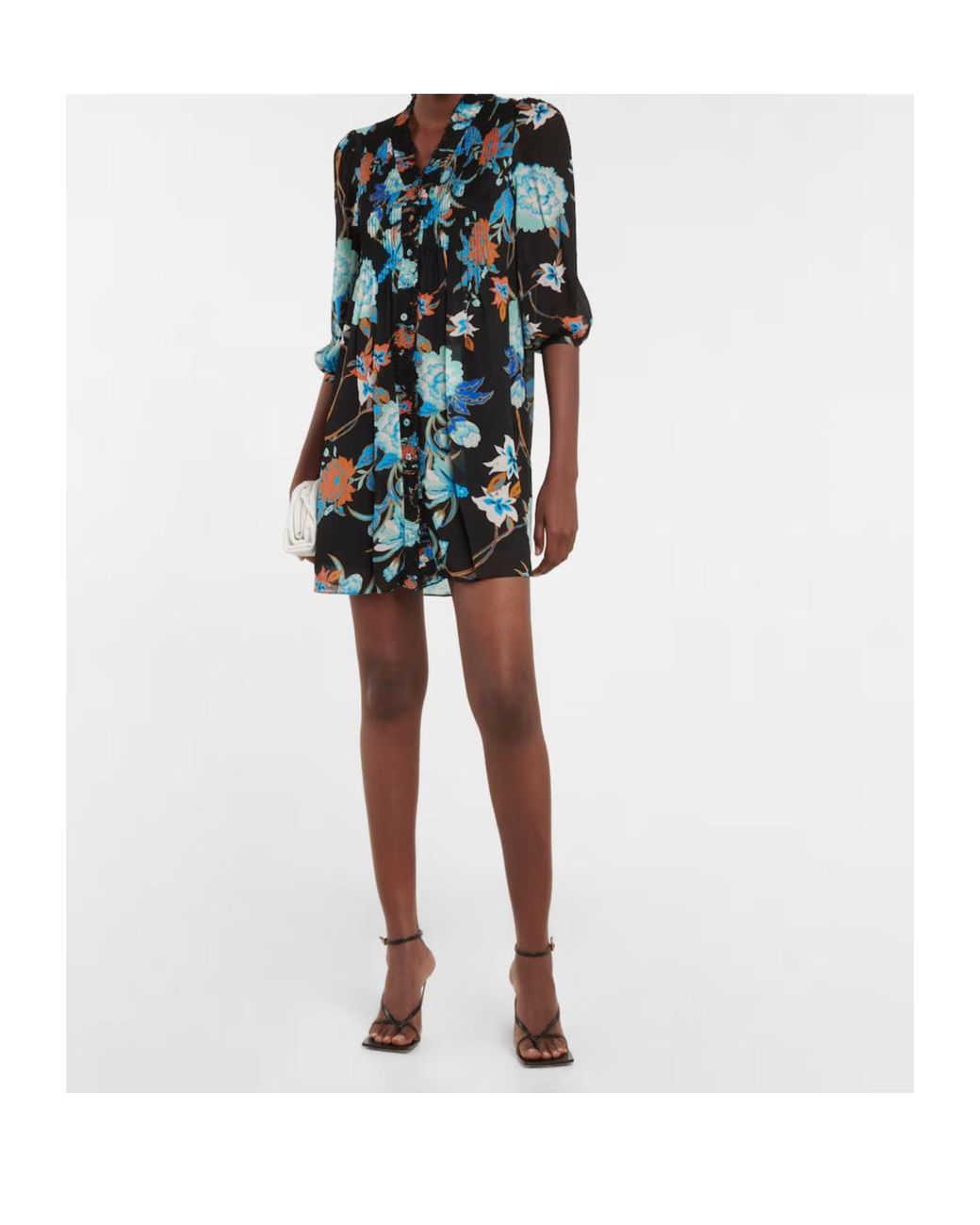 Diane von Furstenberg Blue Pleated Floral Dress