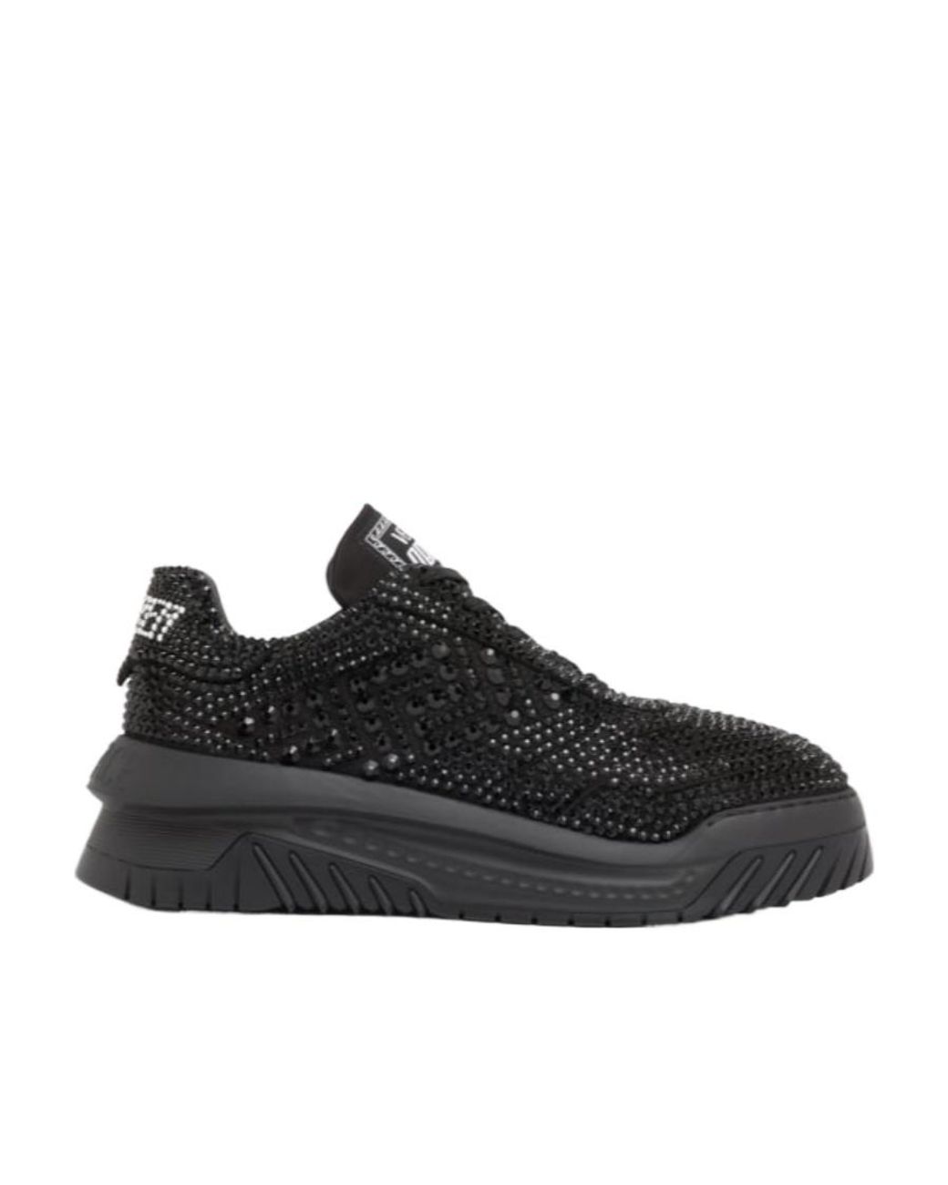 Versace Black Odissea Crystal-Embellished Sneakers for men