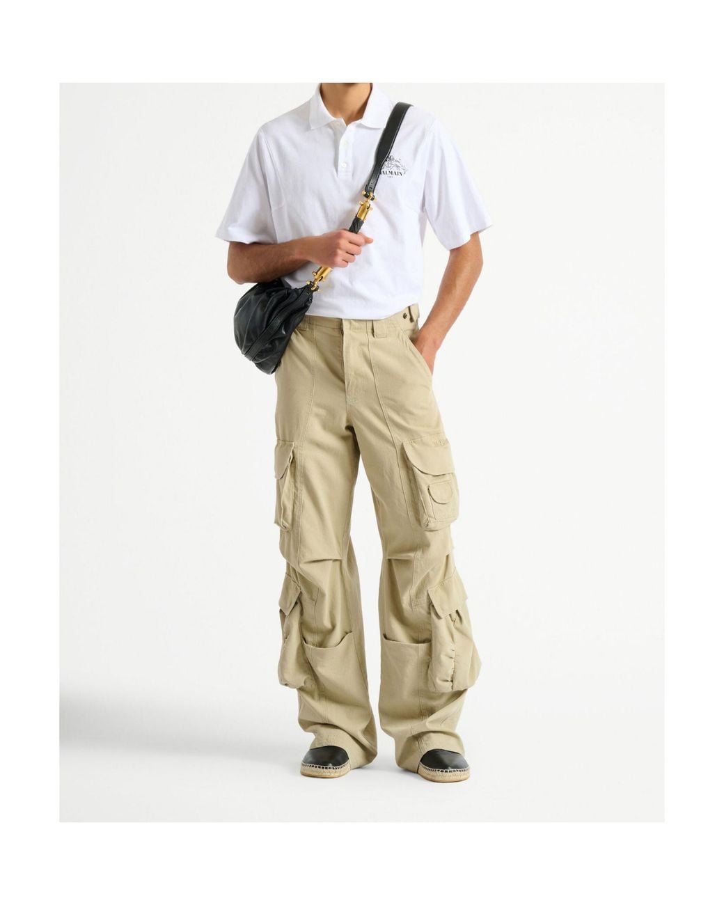 Balmain White Logo-Print Polo Shirt for men