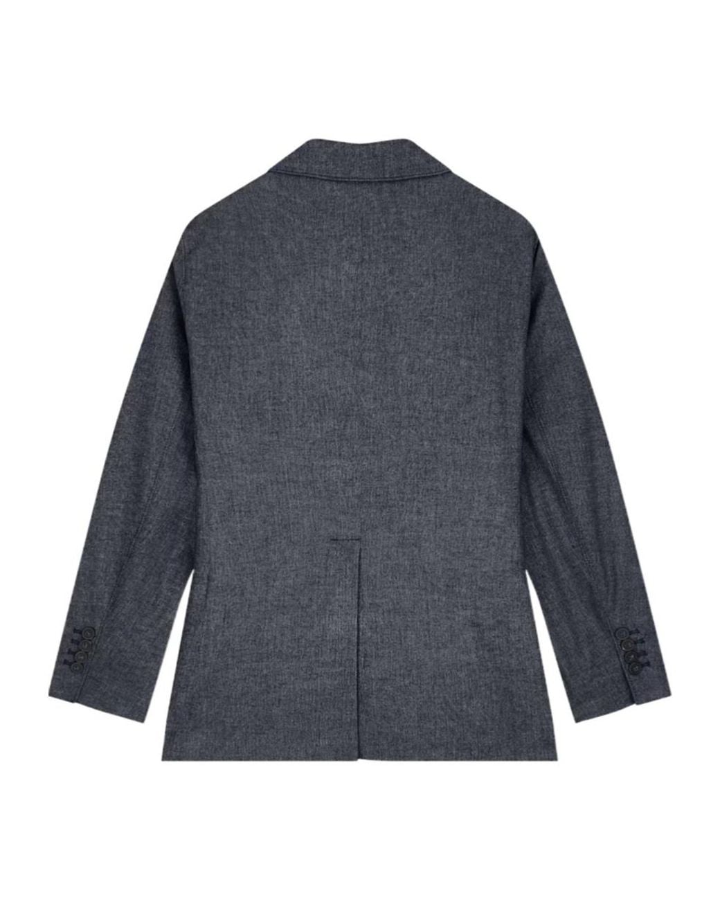Emporio Armani Blue Wool Blend Blazer With Denim Effect Signature Capsule
