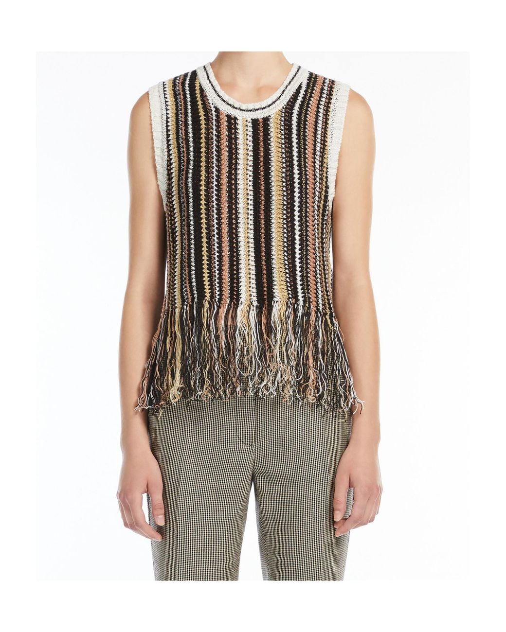 Weekend by Maxmara Multicolor Linen Top With Fringes