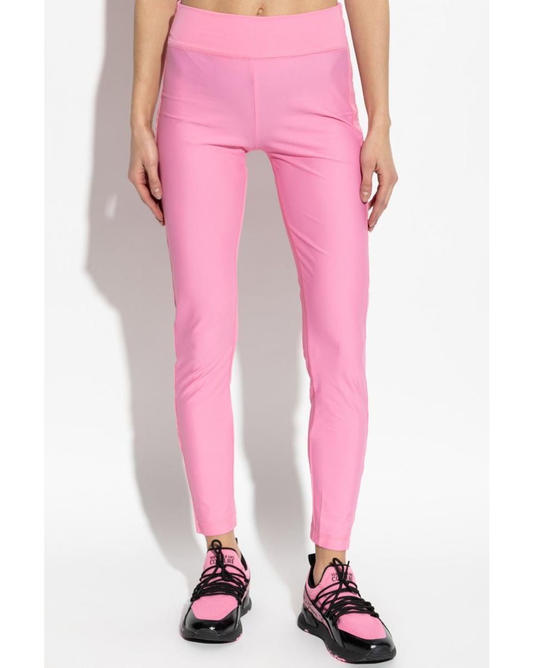 Versace Jeans Pink Couture Logo Detailed Stretched Leggings
