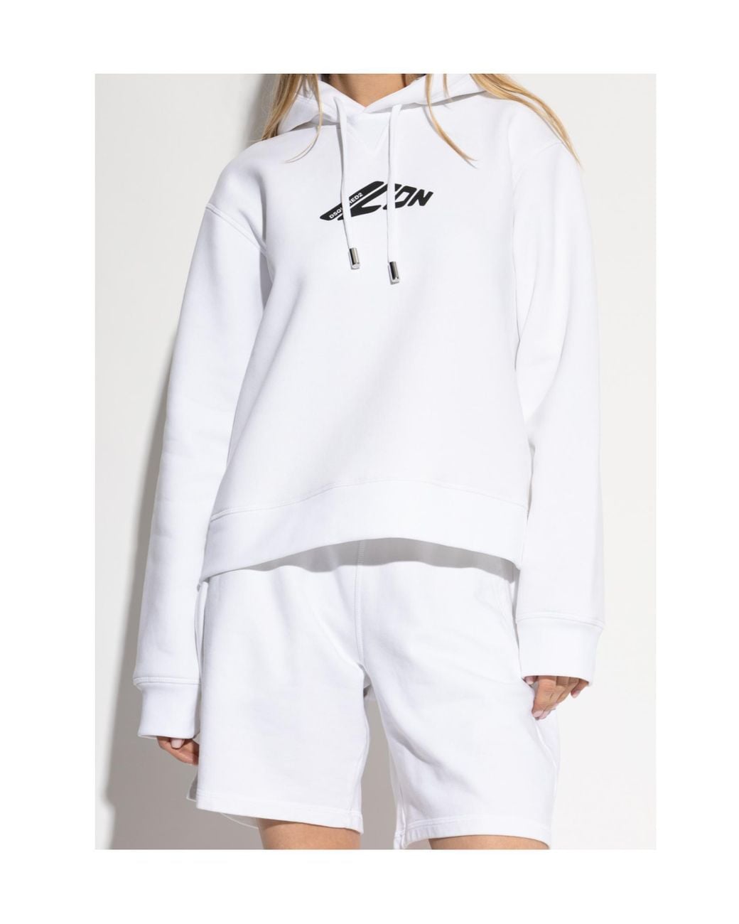DSquared² White D2 Icon Hoodie