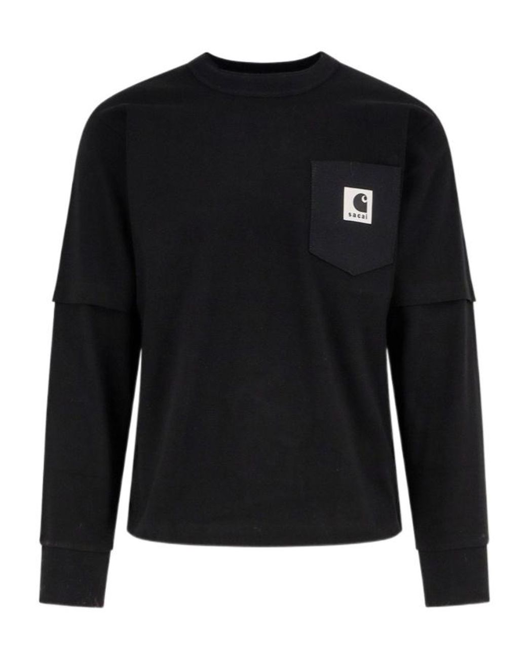 Sacai Black X Carhartt Wip Logo Patch Crewneck Sweatshirt for men