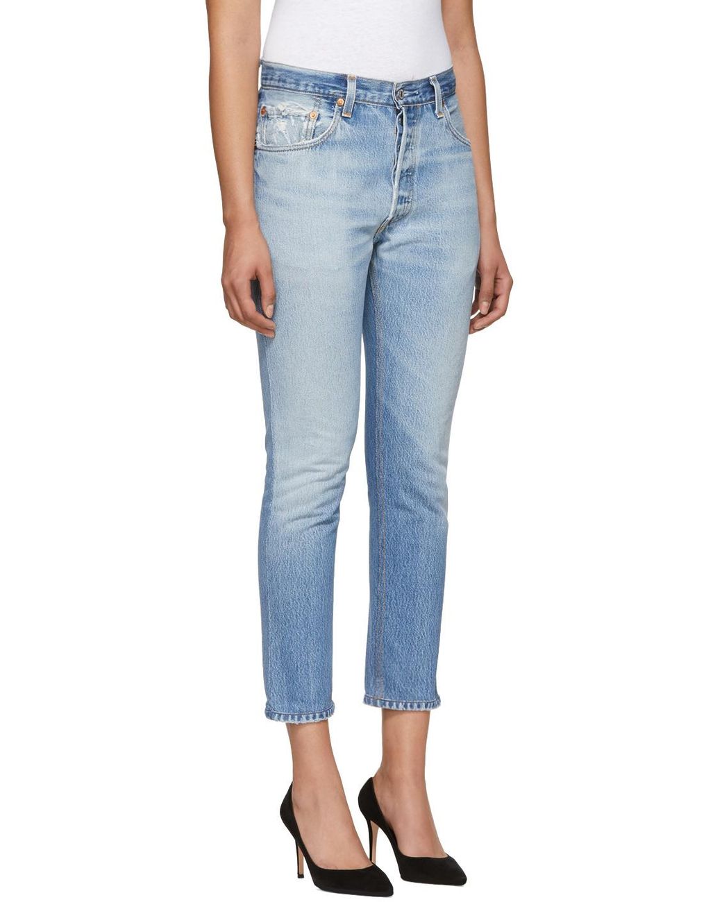 Re/done Blue High-Rise Cropped Jeans
