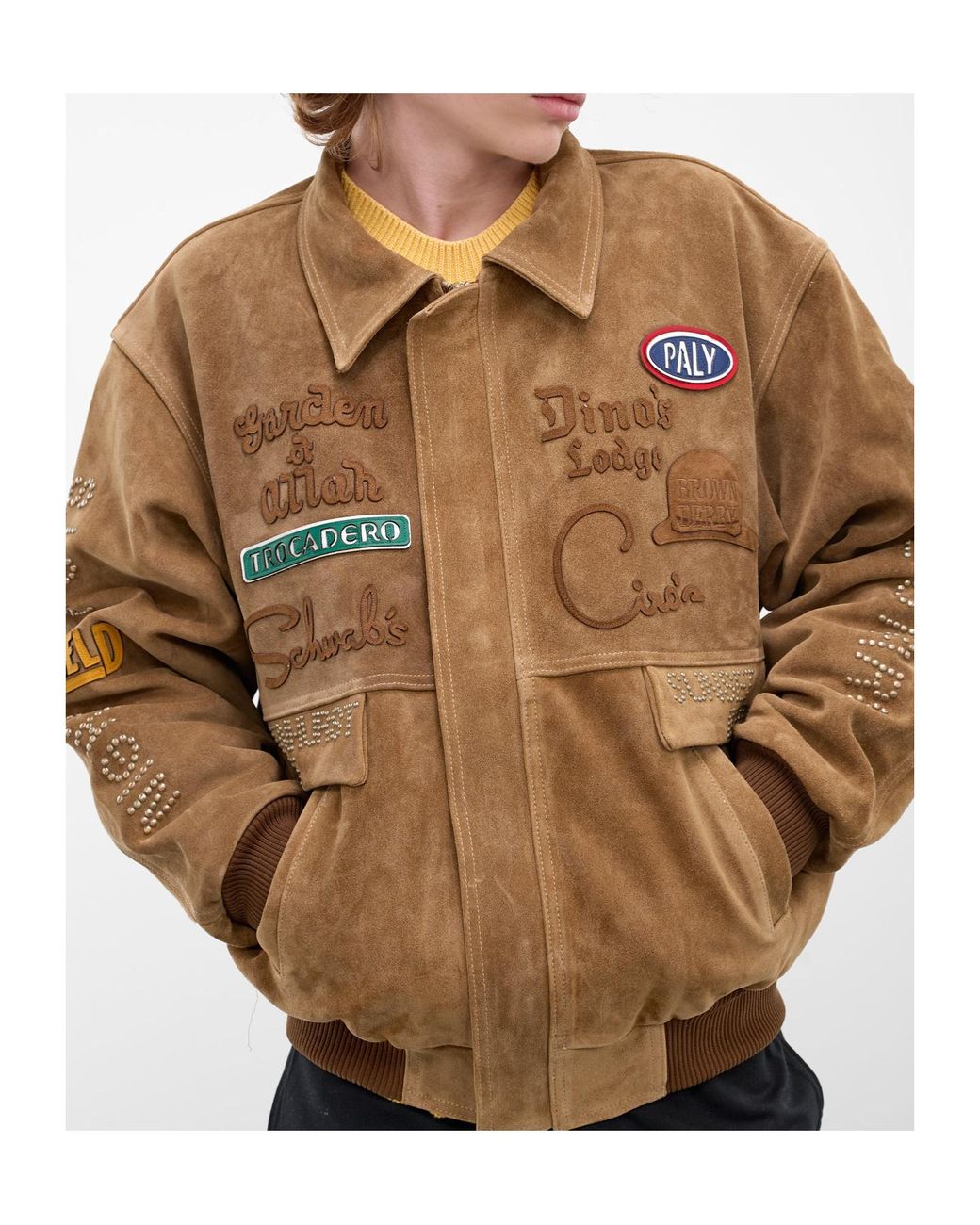 Paly Hollywood Brown Lapel Suede Jacket for men