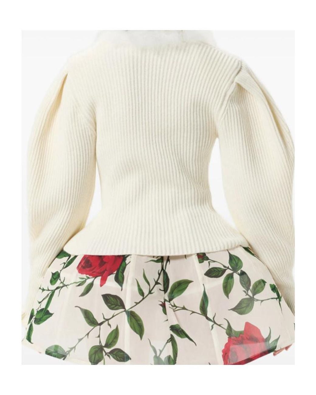 Blumarine White Ribbed Knit Sweater