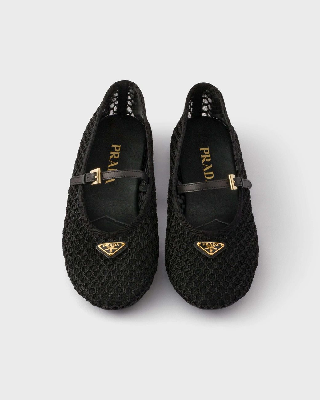 Prada Black Mesh Fabric Ballerinas