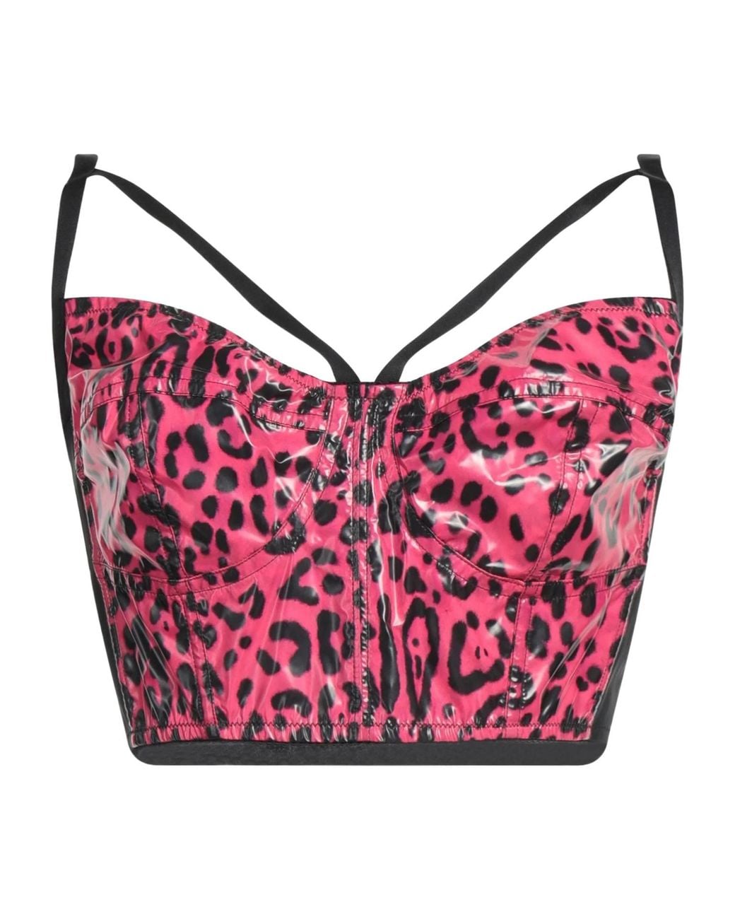 Dolce & Gabbana Pink Leopard Print Cami Crop Top